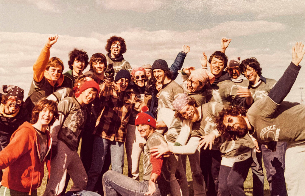 Archival image of the Brown ultimate frisbee team, October 1979