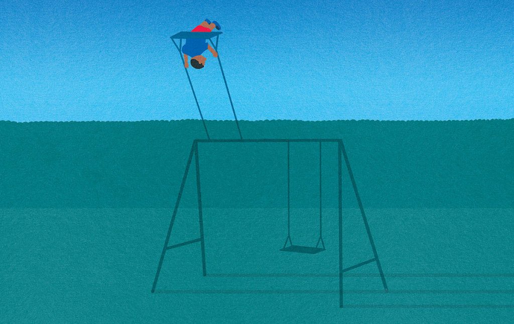 Illustration of kid swinging on a swing
