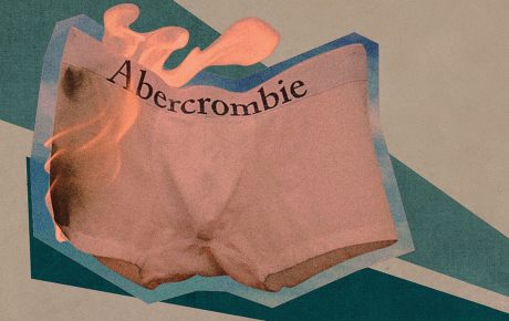 Illustration of Abercrombie mens underwear on fire