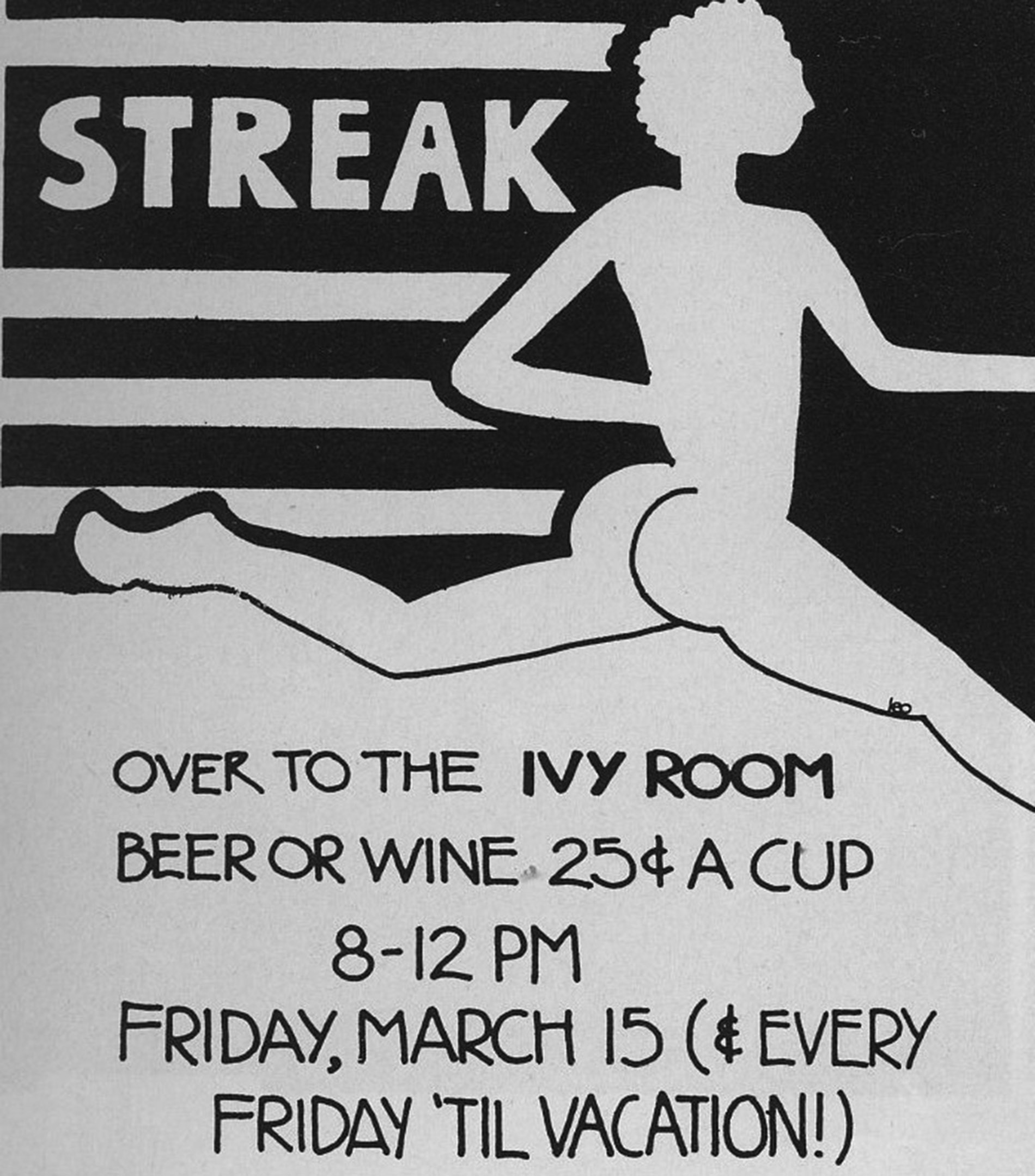 BAM archival illustration of a streaker with the word 