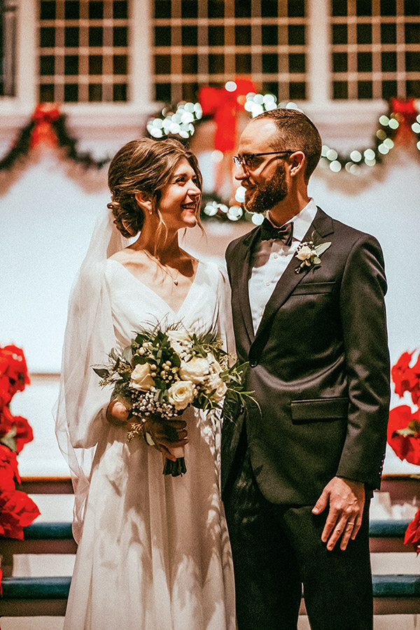 Image of Kevin Pratt and bride during their wedding.