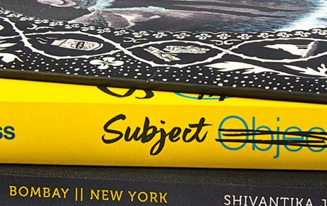 Close-up image of book spines.