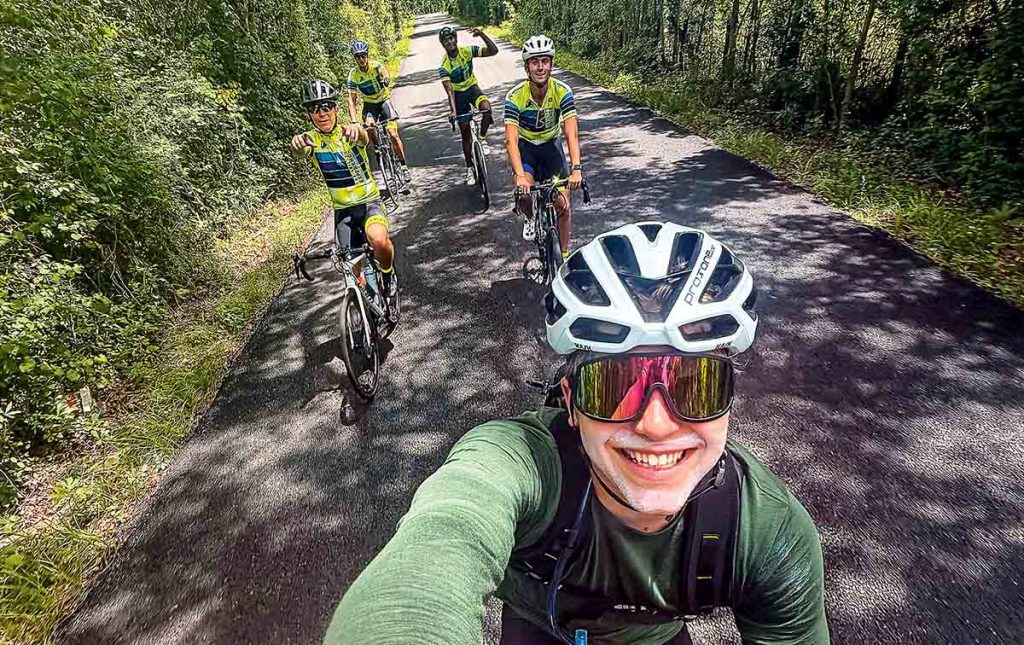 Bicyclists on a trail