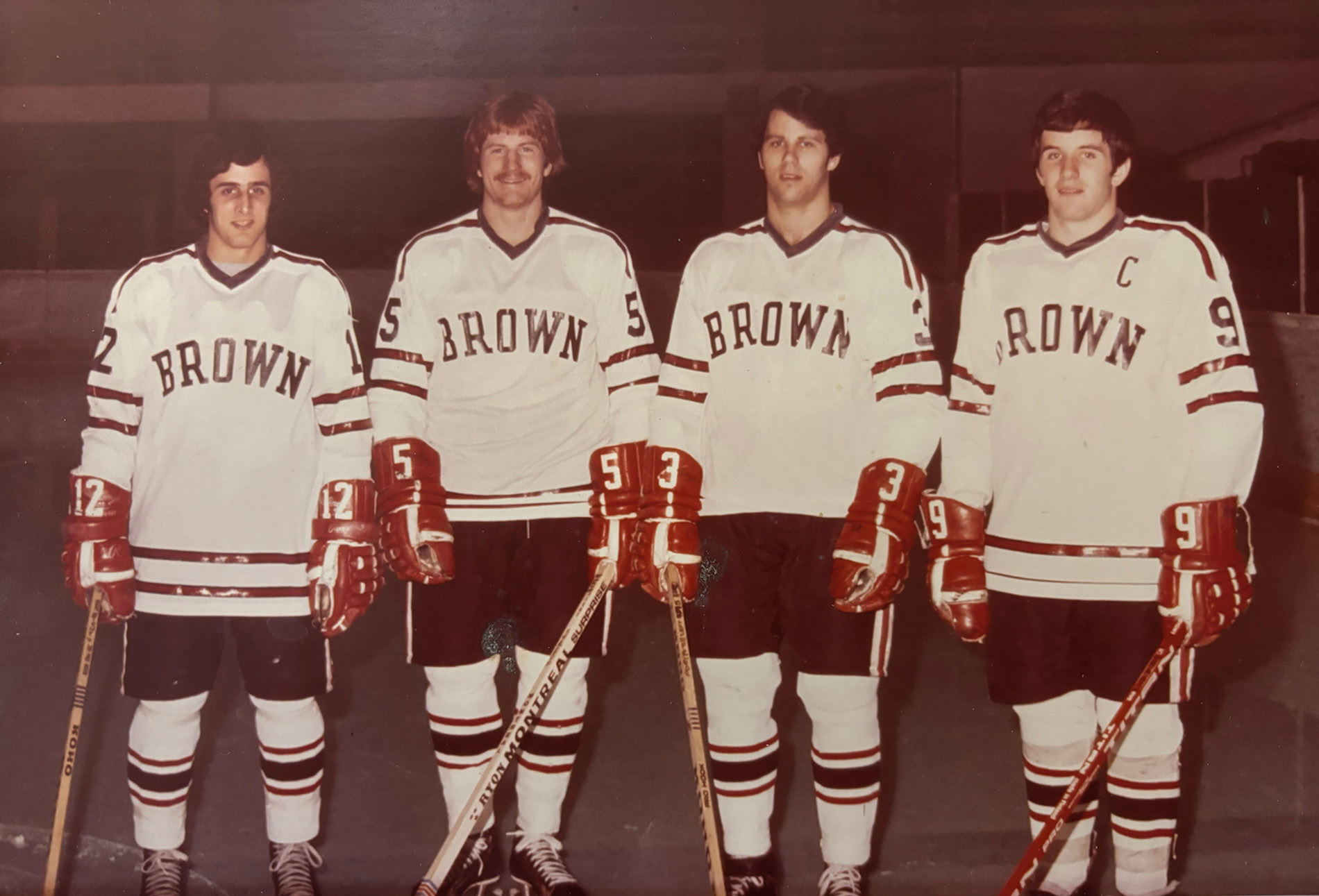 Archival image of 4 Brown alumni teammates